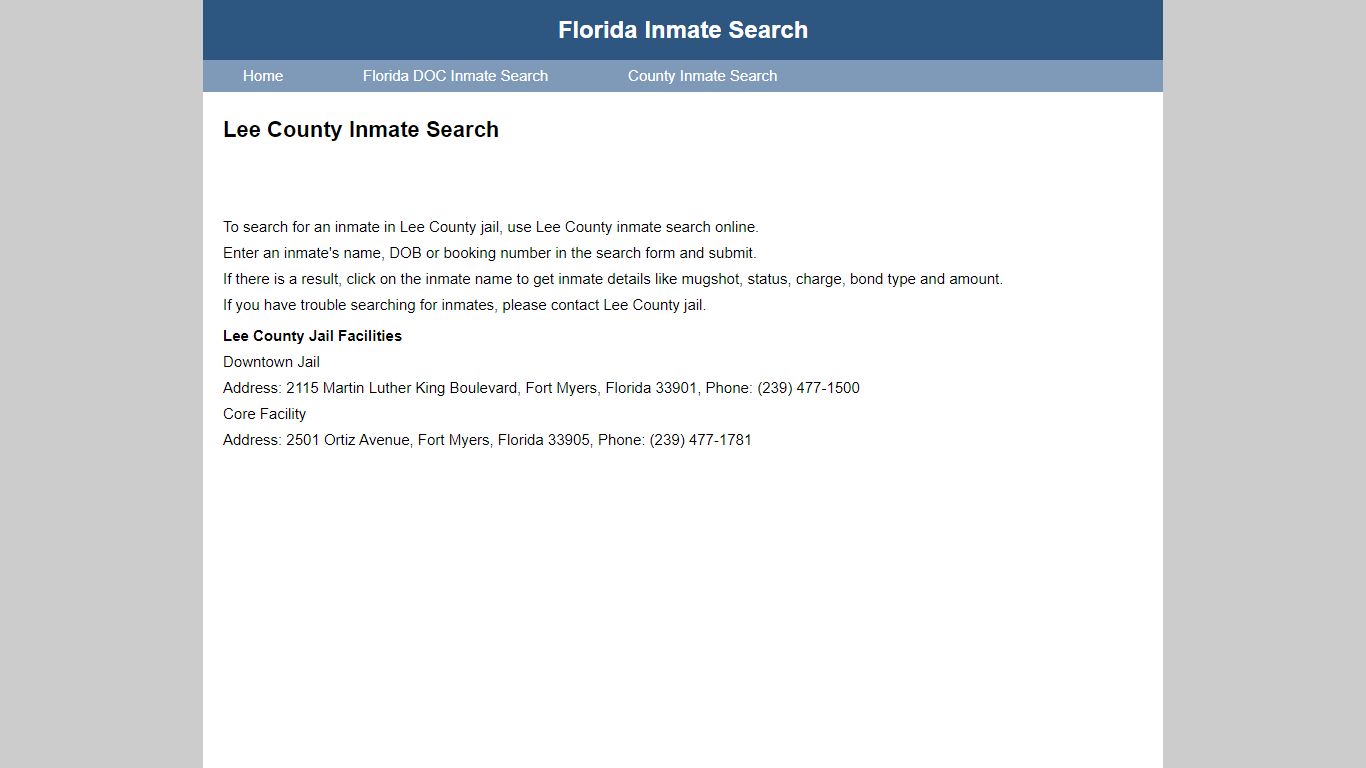 Lee County Arrest Search - Florida Inmate Search